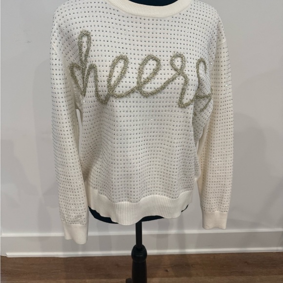 Queen of sparkles cheers rhinestone sweater size small worn once new condition - Picture 3 of 5